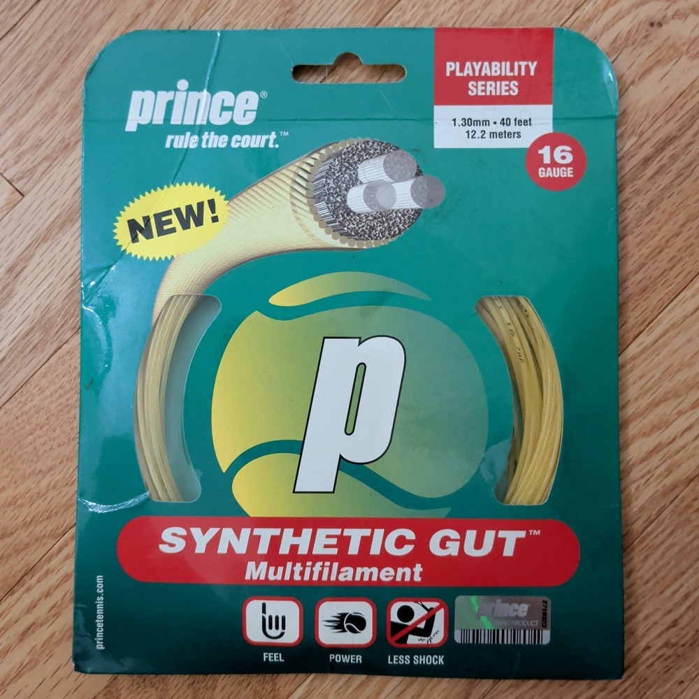 Prince Synthetic Gut Multifilament Tennis String 16 Gauge‎ 40ft Gold 7J788070080